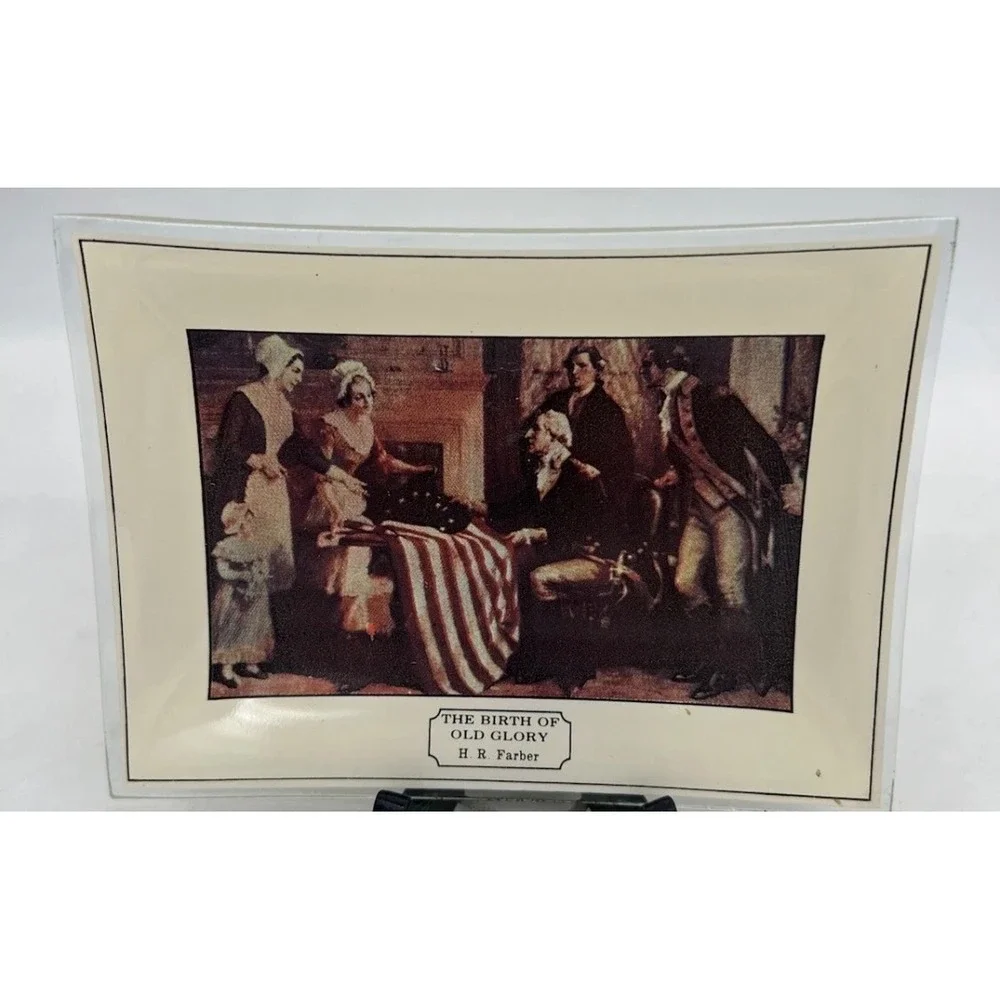 The Birth of Old Glory H R Farber Glass Tray‎ Decorative Collectible